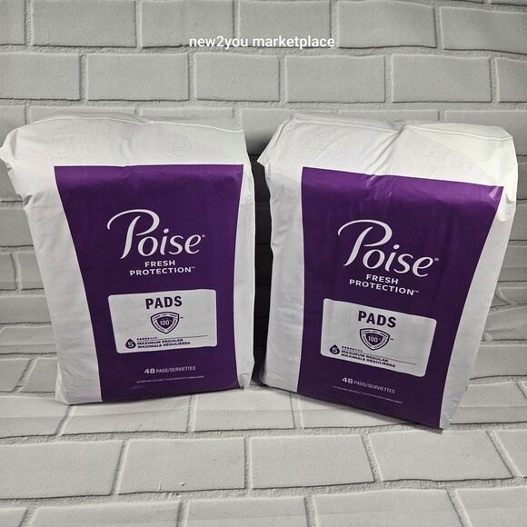 Poise Maximum regular Absorbency Incontinence Pads long 5-drop 96 count - Picture 2 of 4